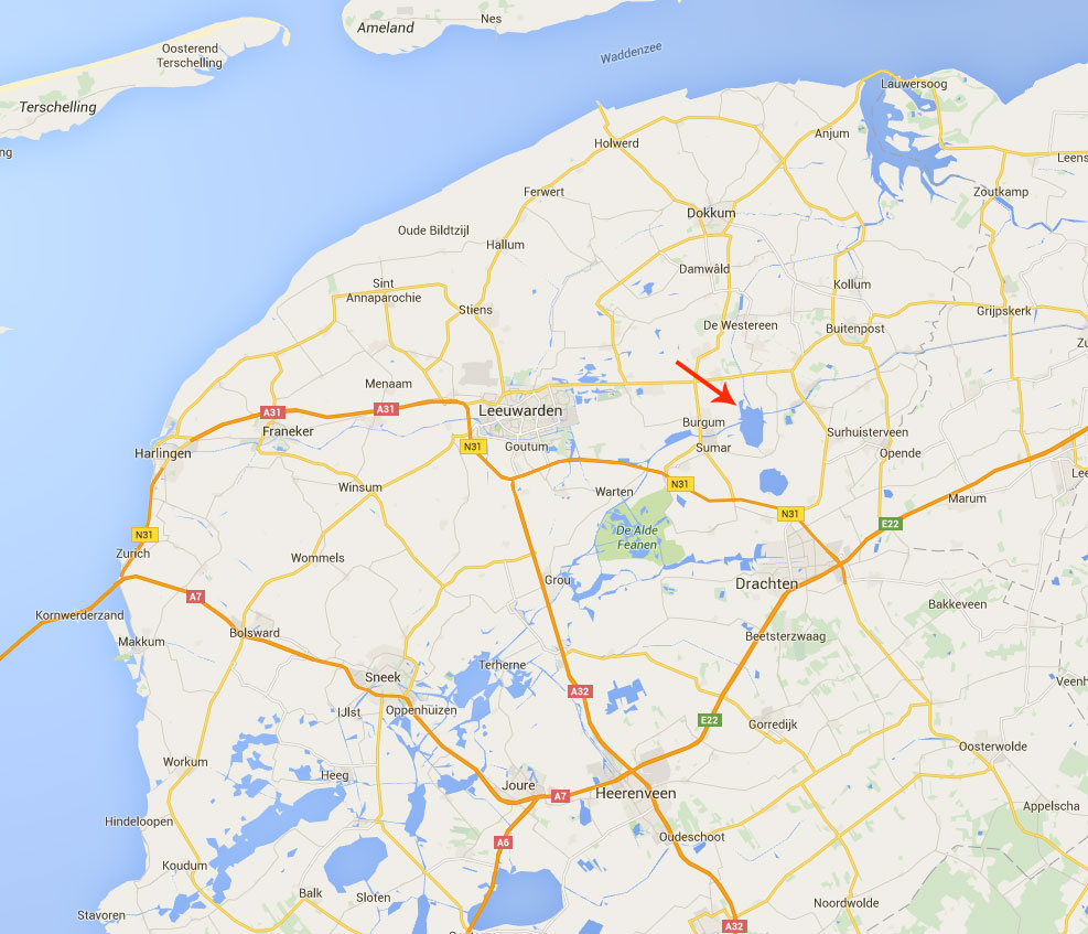 Plattegrond meren in Friesland